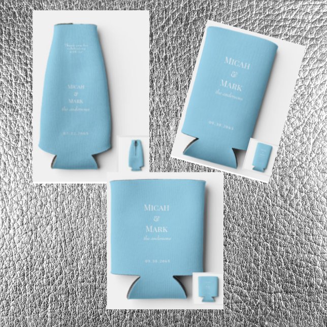 Rafraîchisseur Pour Canette Slim Sky Blue Simple Mariage Seltzer Can Cooler (Créateur téléchargé)