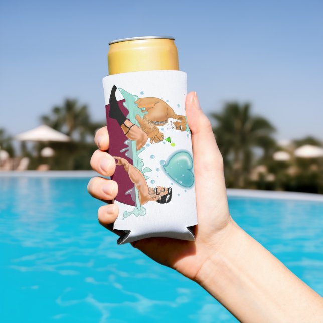 Rafraîchisseur Pour Canette Slim SlipperyJoe's deux gays hommes aiment la baignoire (Piscine in situ)