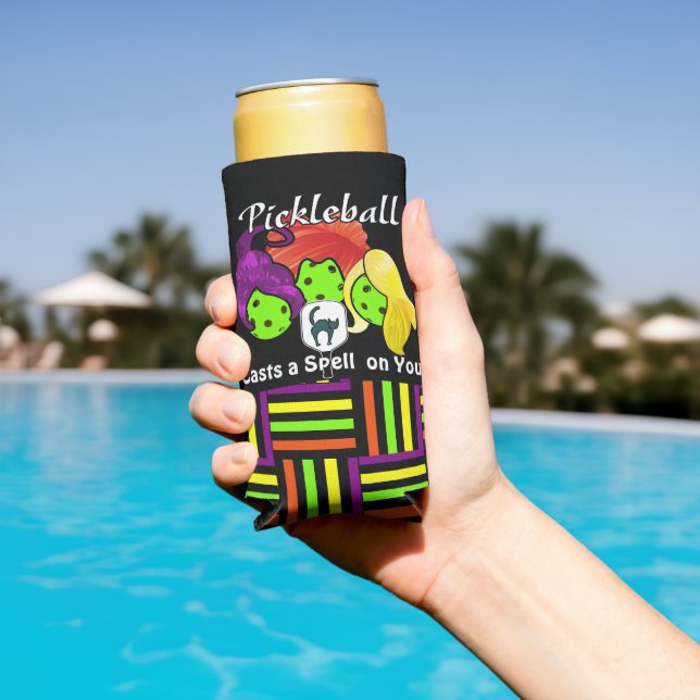 Rafraîchisseur Pour Canette Slim Soeur de Pickleball sorcières Halloween (Piscine in situ)