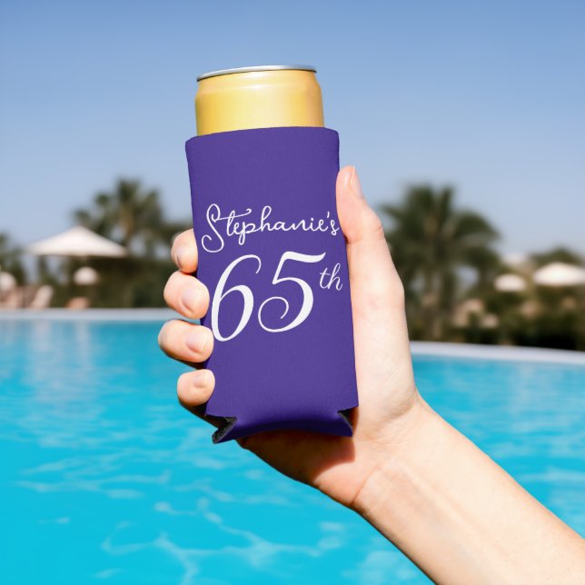 Rafraîchisseur Pour Canette Slim Soirée violette foncée à 65 ans 65e anniversaire (Piscine in situ)