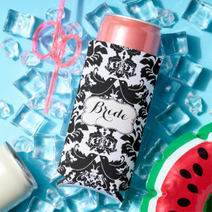 Rafraîchisseur Pour Canette Slim Style rustique de la mariée, motif damassé vintage