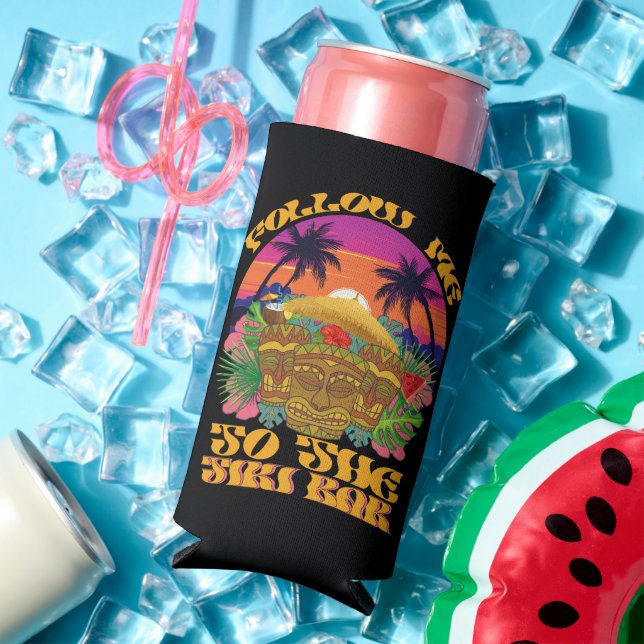 Rafraîchisseur Pour Canette Slim Suivez-Moi Au Tiki Bar Hawaiian Luau Party (Été in situ)