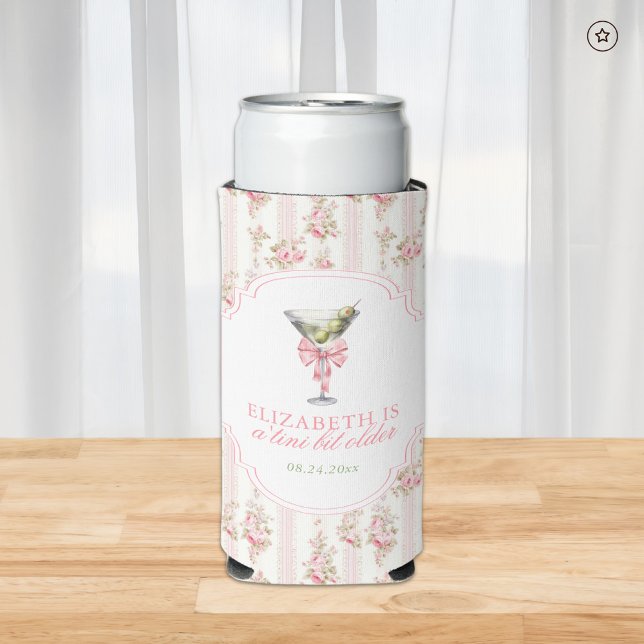 Rafraîchisseur Pour Canette Slim 'Tini Bit Ancien Martini Coquette Anniversaire (Créateur téléchargé)