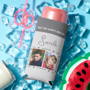 Rafraîchisseur Pour Canette Slim Toujours sourire ajouter photos initiales gris