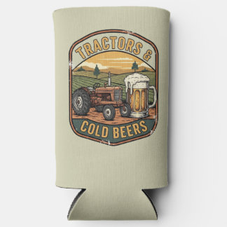Rafraîchisseur Pour Canette Slim Tracteurs et bières froides Vie de ferme vintage