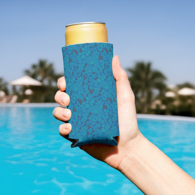 Rafraîchisseur Pour Canette Slim un arrière - plan bleu et noir avec un motif (Piscine in situ)