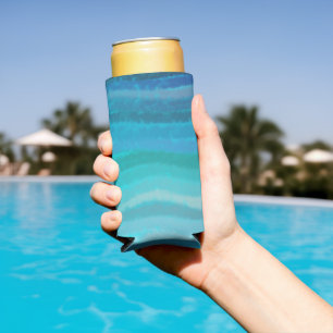 Rafraîchisseur Pour Canette Slim Vagues salées côtières sur turquoise