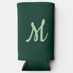 Rafraîchisseur Pour Canette Slim Vert foncé uni élégant moderne monogramme propre n