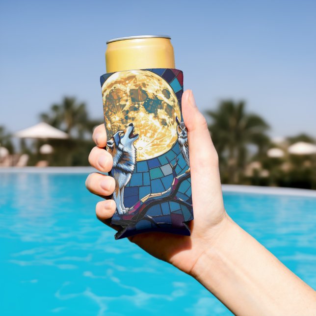 Rafraîchisseur Pour Canette Slim  Wolf and Owl Mosaic Art (Piscine in situ)