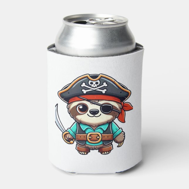 Rafraîchisseur Pour Canette Sloth Halloween Pirate Enfants Femmes Hommes Sloth (Can devant)