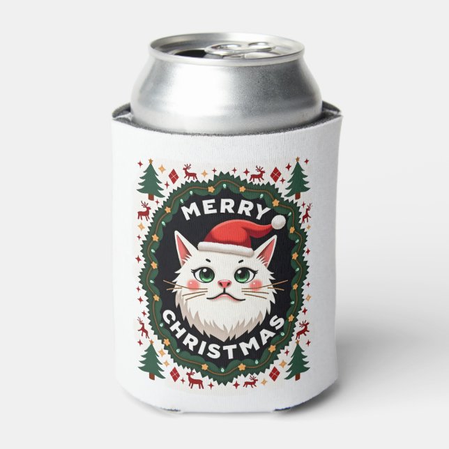 Rafraîchisseur Pour Canette Smudge Cat Ugly Christmas Sweater  (1) (Can devant)