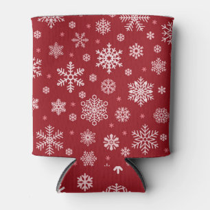 Rafraîchisseur Pour Canette Snowflakes, décoration rouge, motif de Noël.