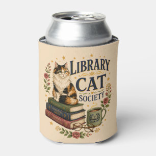 Rafraîchisseur Pour Canette Société de chats de bibliothèque Calicot livresque