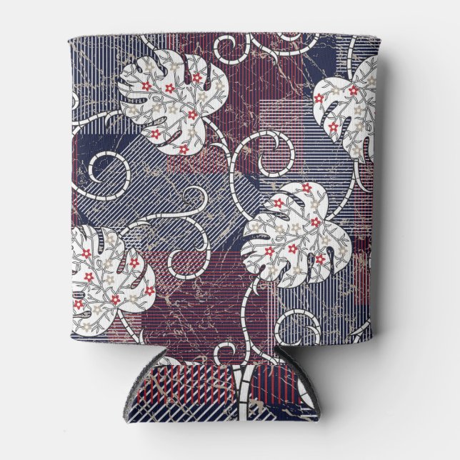 Rafraîchisseur Pour Canette Stripes et feuille : motif traditionnel. (Devant)