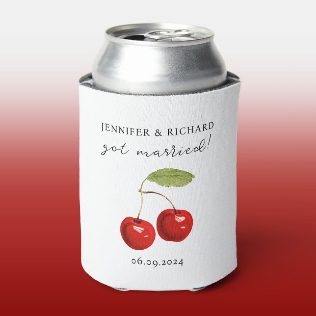 Rafraîchisseur Pour Canette Style Chic Joli Cerisier Rouge Blanc Mariage Favor (Créateur téléchargé)