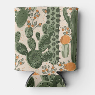 Rafraîchisseur Pour Canette Succulents verts, fleurs oranges, papier peint de