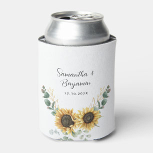 Rafraîchisseur Pour Canette Sunflower Eucalyptus Floral Script Mariage Favoris