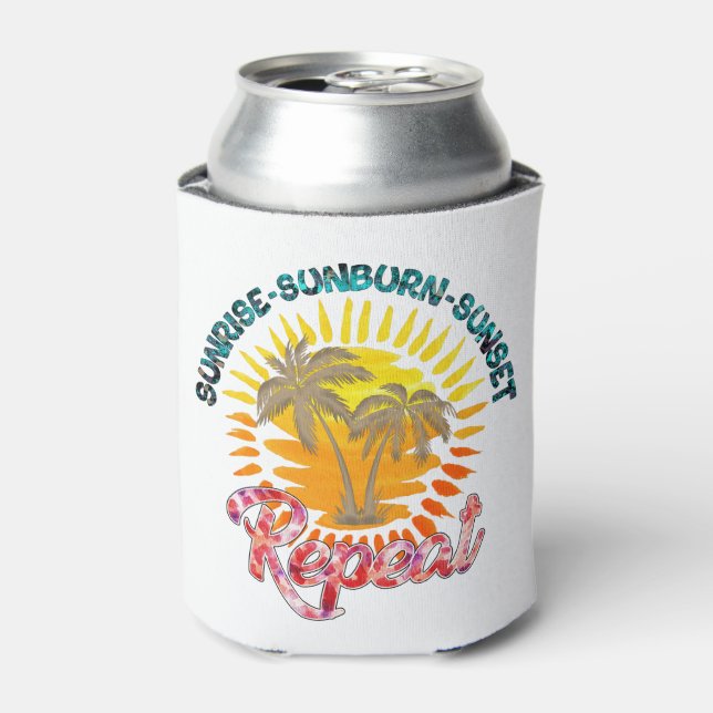 Rafraîchisseur Pour Canette Sunrise-Sunburn-Sunset-Repeat | Palmiers d'or (Can devant)