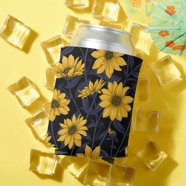 Rafraîchisseur Pour Canette Sunroot, tournesol sauvage en jaune et bleu (Été in situ)