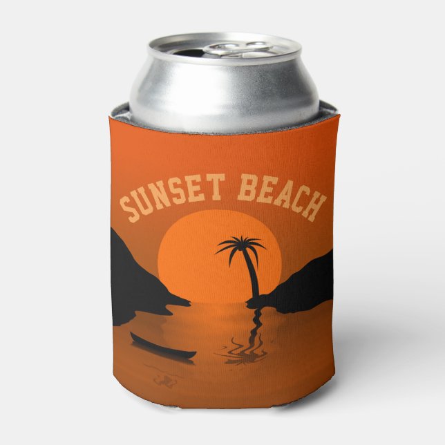 Rafraîchisseur Pour Canette Sunset Beach Art Tropical Orange (Can devant)