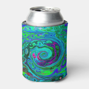 Rafraîchisseur Pour Canette Super Abstrait Retro Green et Blue Swirl