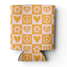 Super Chessboard Flower Heart Peace Orange Color