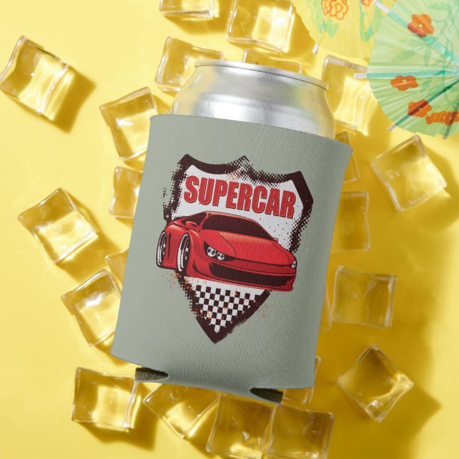 Rafraîchisseur Pour Canette Supercar Muscle voiture dans le Bouclier de Grunge (Été in situ)
