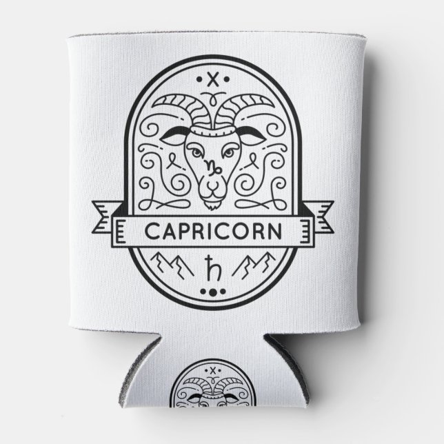 RAFRAÎCHISSEUR  POUR CANETTE SYMBOLE DE BADGE ZODIAC CAPRICORN STROKE (Devant)