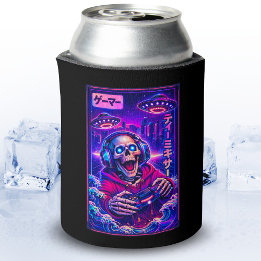Rafraîchisseur Pour Canette Synthwave Sci-Fi japonais UFO squelette Gamer cool