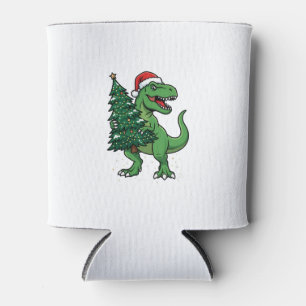 Rafraîchisseur Pour Canette T-Rex de Noël portant un sapin de Noël
