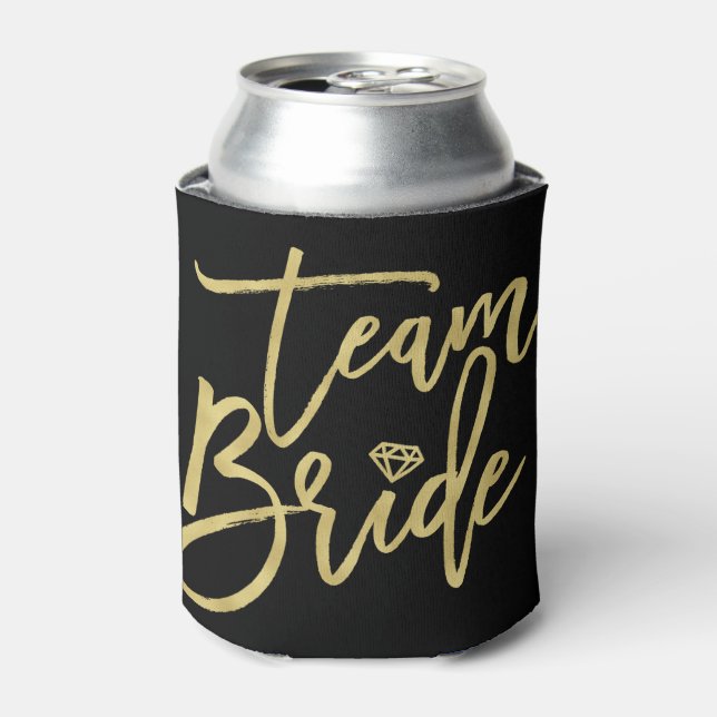 Rafraîchisseur Pour Canette Team Bride Gold Brush Script Diamond Bridal Party (Can devant)