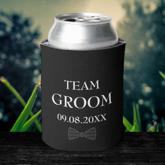 Rafraîchisseur Pour Canette Team Groom Black Elegant Nom personnalisé Cadeaux  (Créateur téléchargé)