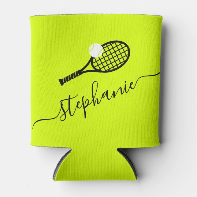 Rafraîchisseur Pour Canette Tennis Racket & Ball Nom du joueur Personnalisé (Devant)