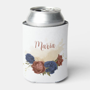 Rafraîchisseur Pour Canette terre cuite bleu marine floral vert