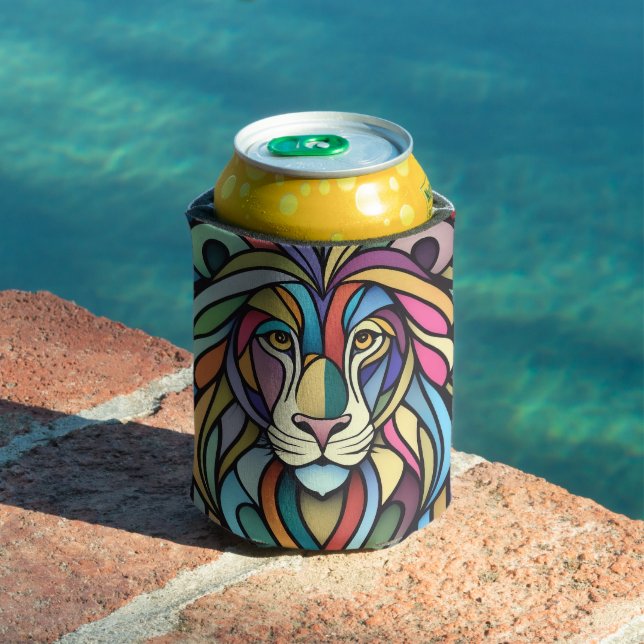 Rafraîchisseur Pour Canette Tête de lion colorée détaillée (Piscine in situ)