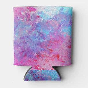 Rafraîchisseur Pour Canette Texture créative bleu-rose, taches de peinture.