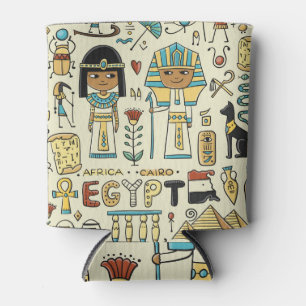 Rafraîchisseur Pour Canette thème de voyage égyptien, motif design sans coutur