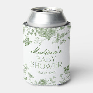 Rafraîchisseur Pour Canette Toile Verte De Jouy Baby shower Floral Vintage