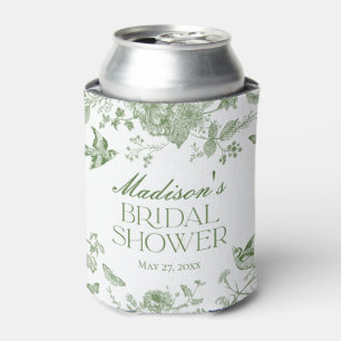 Rafraîchisseur Pour Canette Toile Verte De Jouy Fête des mariées Florale Vinta