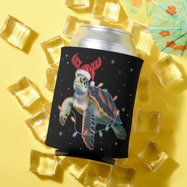 Rafraîchisseur Pour Canette Tortue de mer lumières de Noël drôle chapeau de Pè (Été in situ)