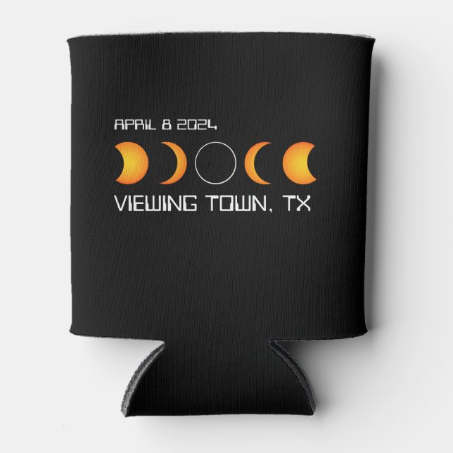Rafraîchisseur Pour Canette Total Solaire Eclipse 2024 Personnalisé Town State (Devant)