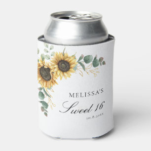 Rafraîchisseur Pour Canette Tournesol floral Eucalyptus Sweet 16 Party