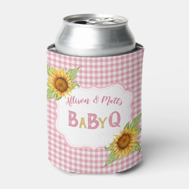 Rafraîchisseur Pour Canette Tournesols de campagne rose à carreaux BBQ Baby Q (Can devant)