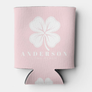 Rafraîchisseur Pour Canette Trèfle à quatre feuilles Pink Whisper avec nom