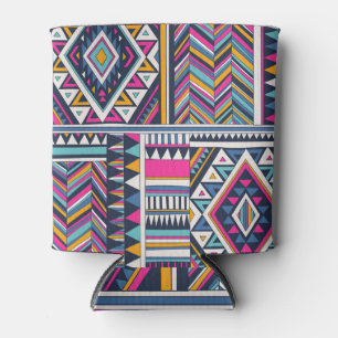 Rafraîchisseur Pour Canette Tribale rétro, motif géométrique vintage.
