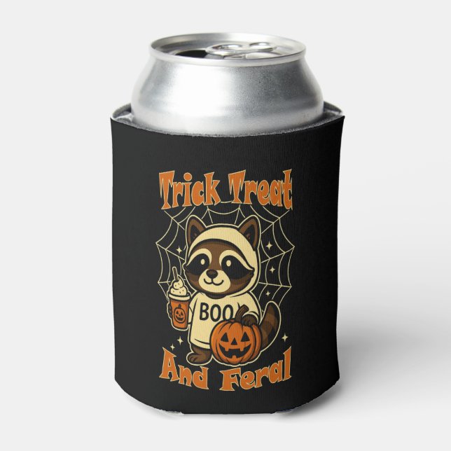 Rafraîchisseur Pour Canette Trick Treat and Feral Cute Halloween (Can devant)