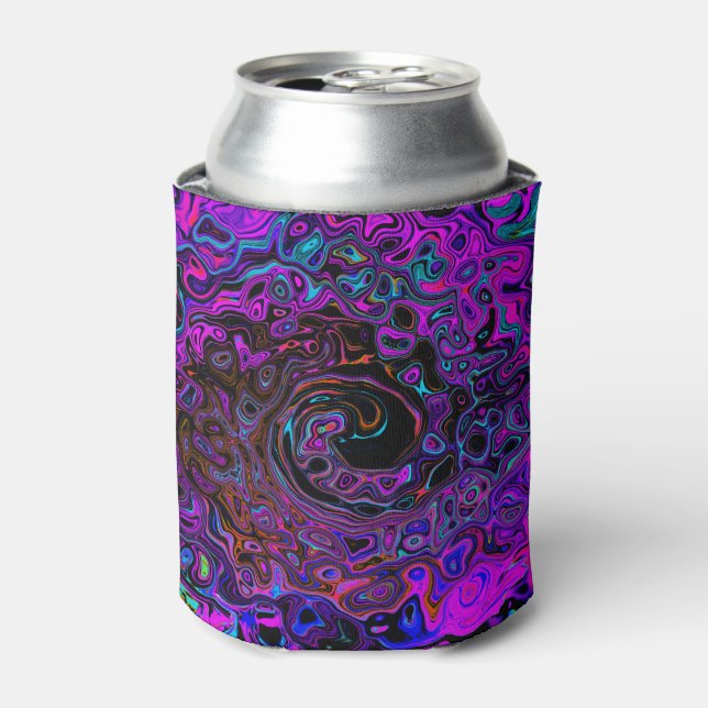 Rafraîchisseur Pour Canette Trippy Black et Magenta Retro Liquid Swirl (Can devant)