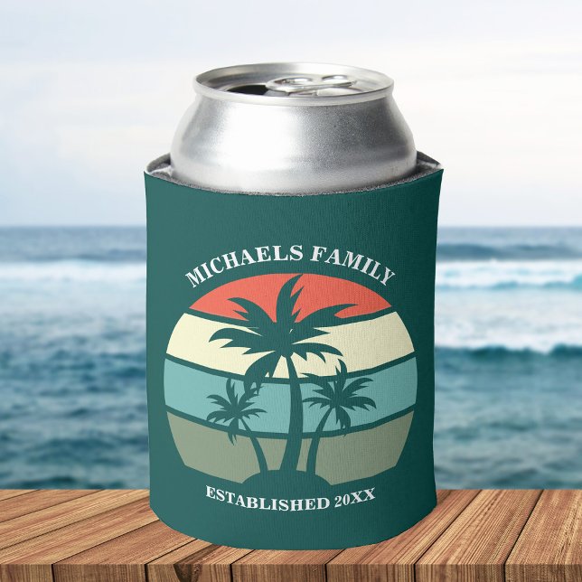 Rafraîchisseur Pour Canette Tropical Island Palm Tree Sunset Beach Party Turqu (Créateur téléchargé)