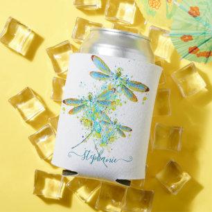 Rafraîchisseur Pour Canette Turquoise Splatter Dragonfly personnalisée