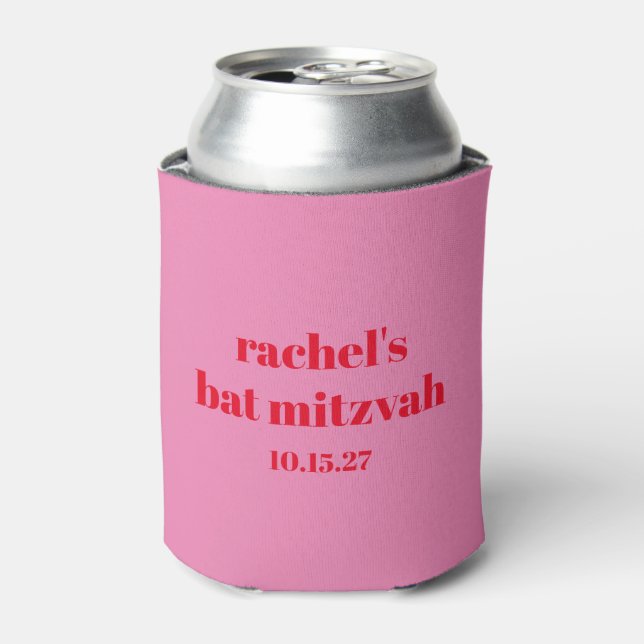 Rafraîchisseur Pour Canette Typographie Gras Personnalisée Rose Rouge Bat mitz (Can devant)